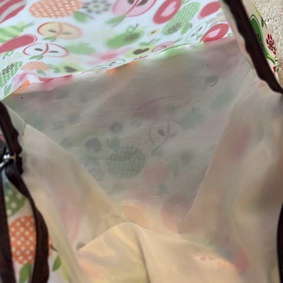 Thirty-one Cinch Sac Tote Apple Floral Print Cord Closure White Multi - Picture 5 of 7